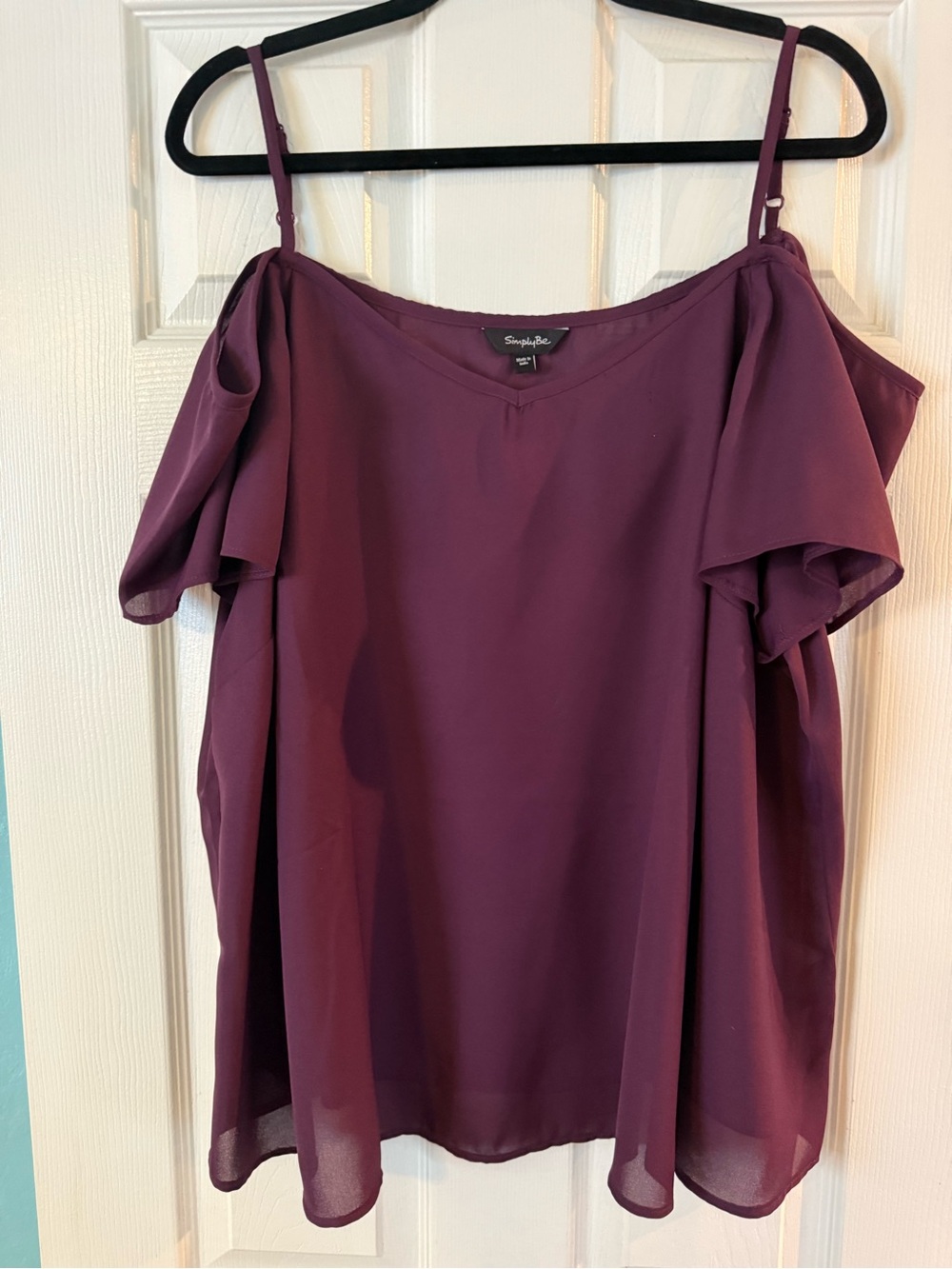 Simply Be Plum Off-Shoulder Camisole with Spaghetti Straps